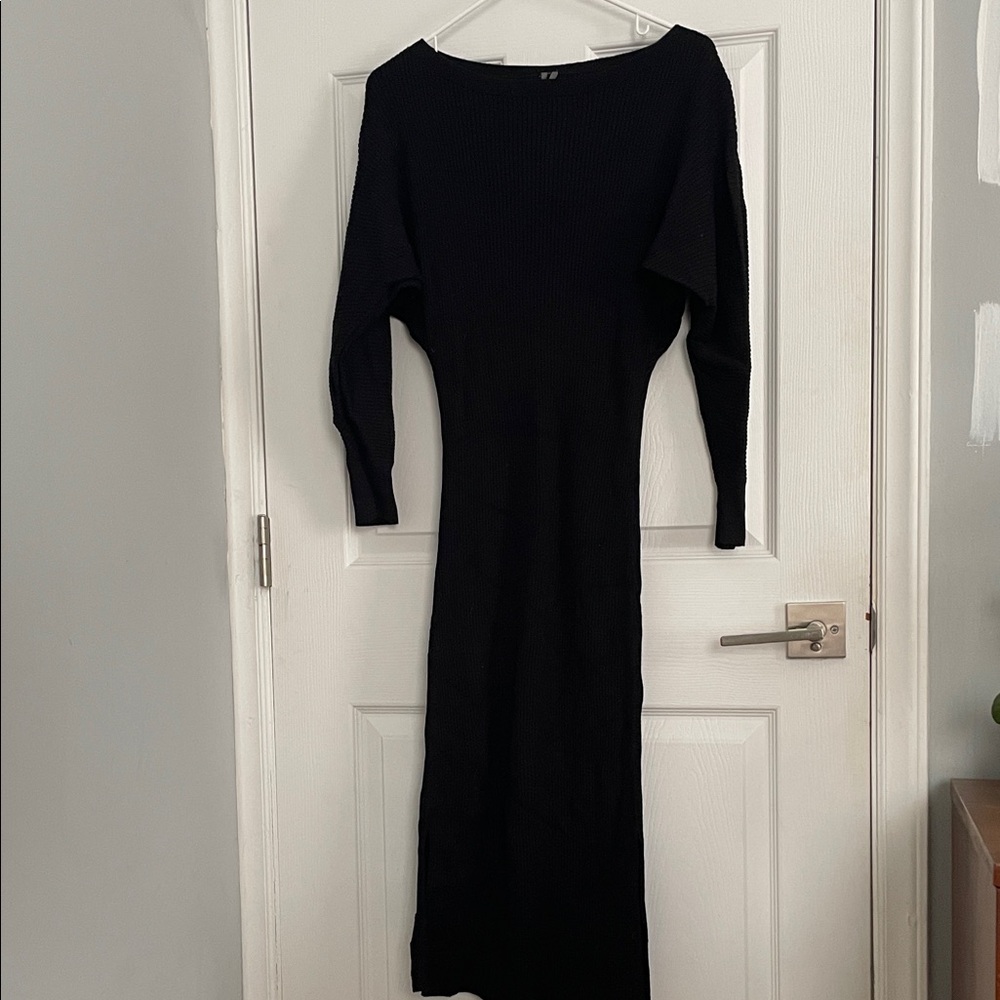 Anthropologie Black Long Sleeve Dress